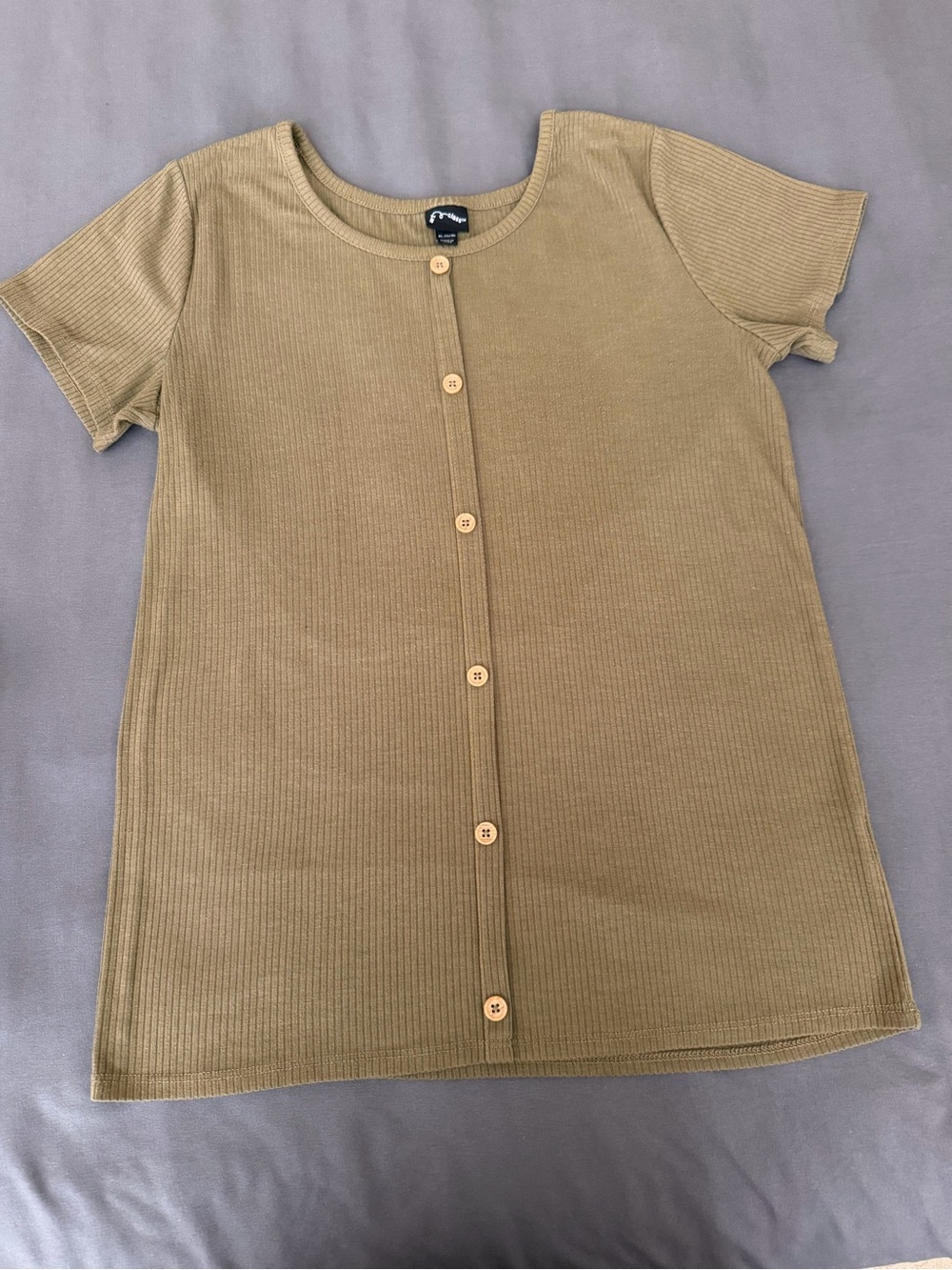 Art Class Ribbed Button-Front Top – Girls XL (14/16)
